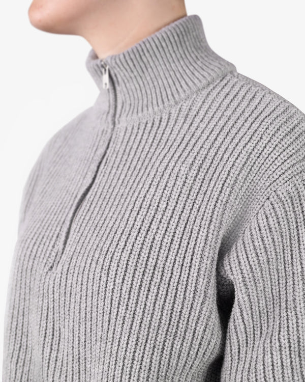 Merino Quarter Zip - Grau meliert