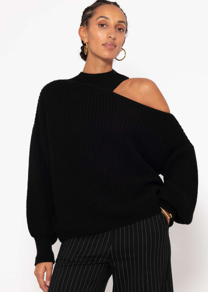 Oversized Cut-Out Pullover - schwarz