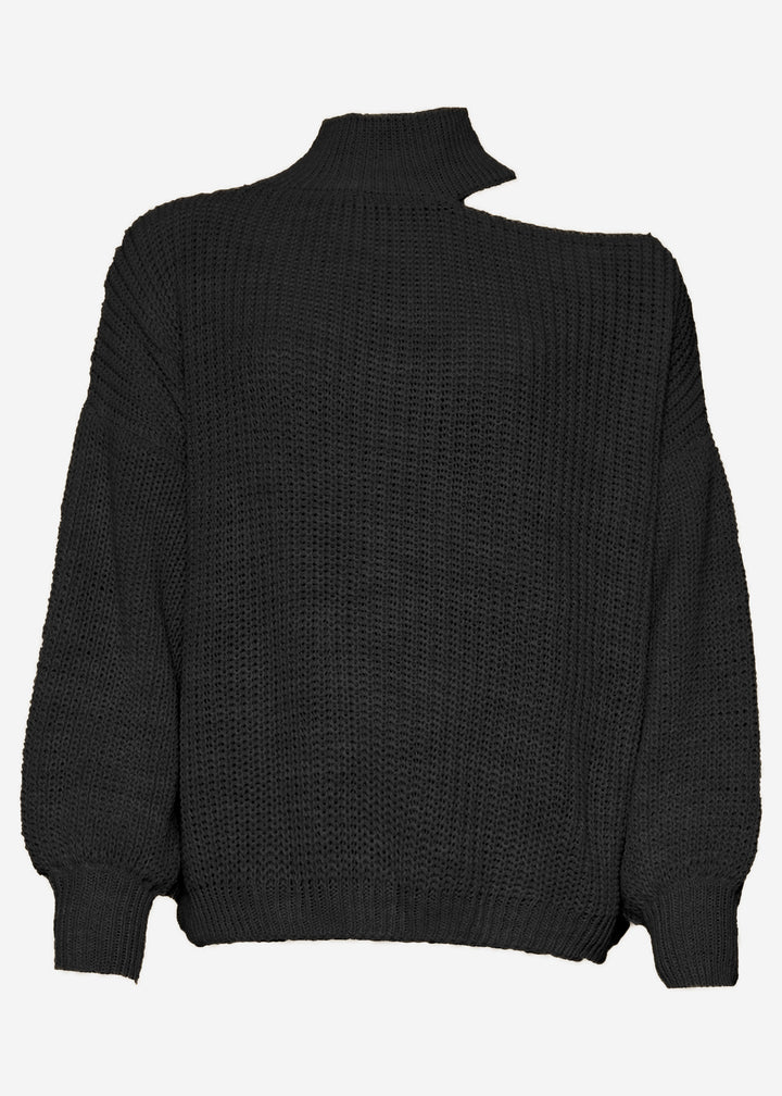 Oversized Cut-Out Pullover - schwarz