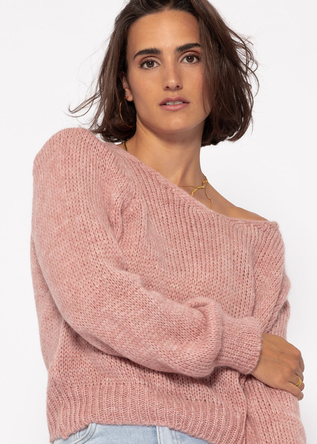 Pullover mit V-Ausschnitt - altrosa