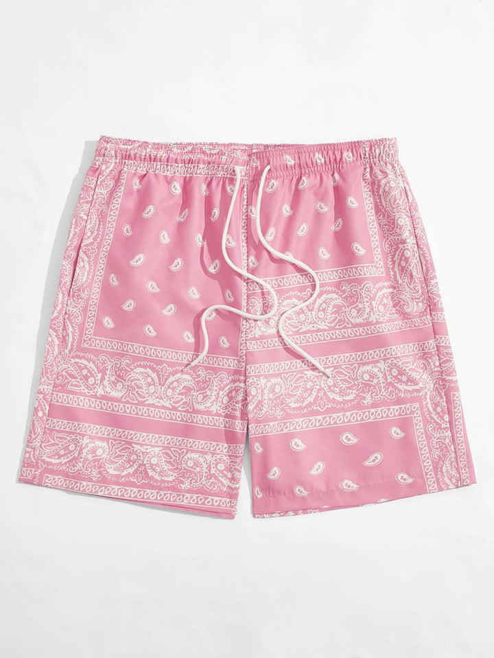 Shorts mit Kordelzug in der Taille und Paisley-Print für Herren