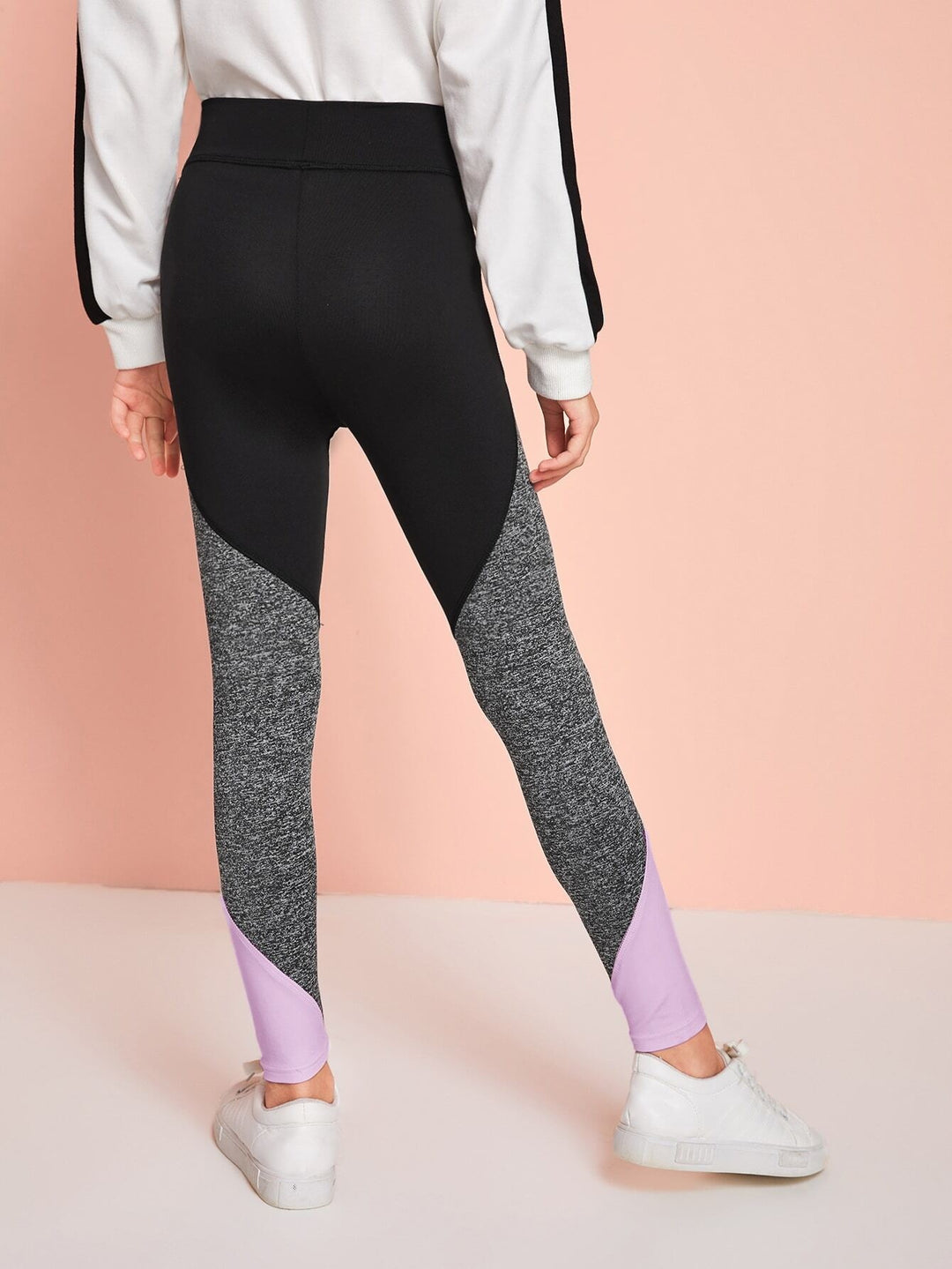 Mädchen Leggings mit Buchstaben Grafik und Farbblock für die Zwischenschule