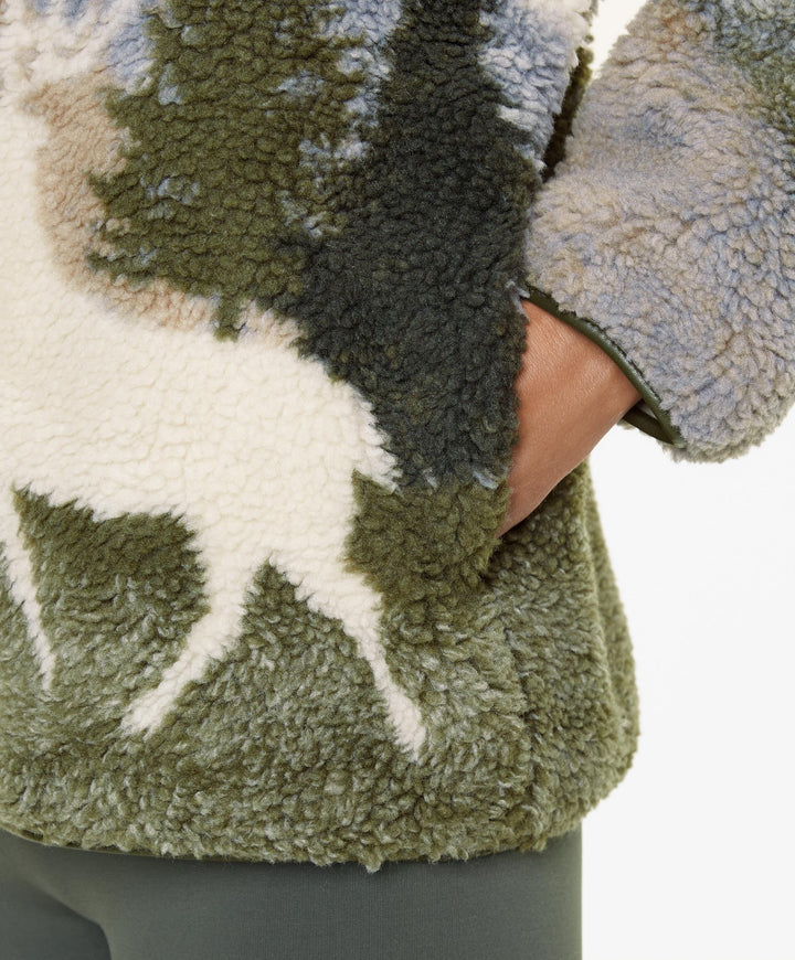 Fleece-Sweatshirt mit Hirschmuster