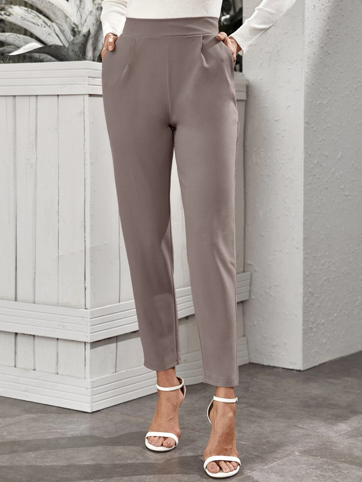 Raffinéa High Waist Tapered Pants with Slant Pockets