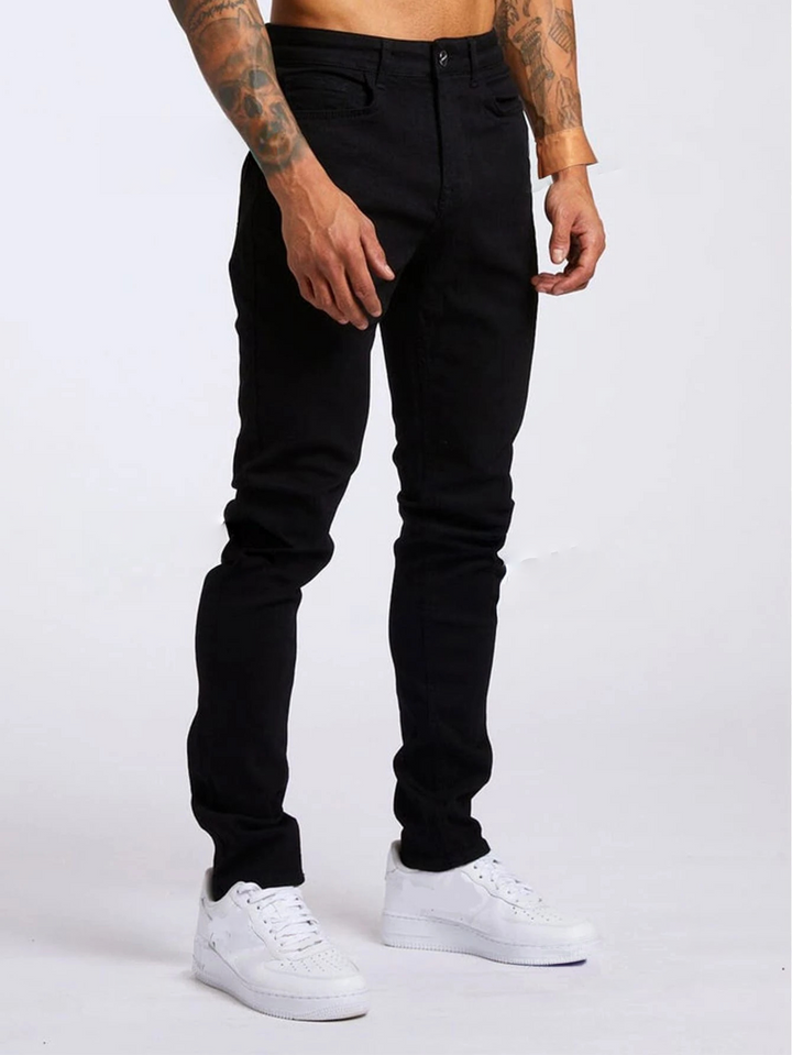 Goth Men Cotton Solid Skinny Jeans