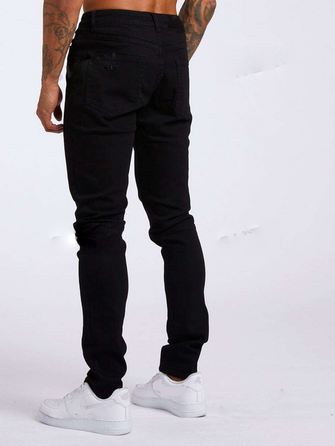 Goth Men Cotton Solid Skinny Jeans