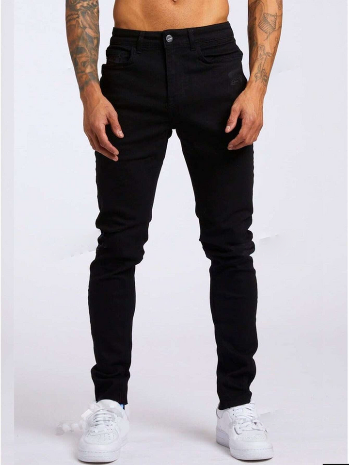 Goth Men Cotton Solid Skinny Jeans