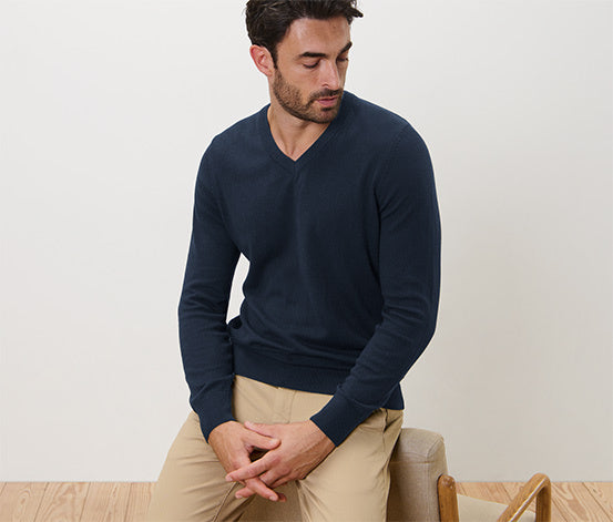 V-Ausschnitt Pullover, Marine