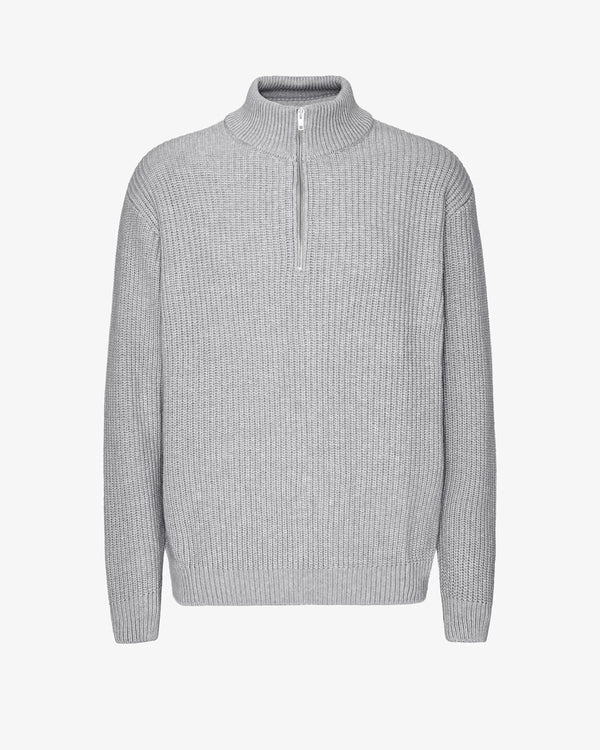 Merino Quarter Zip - Grau meliert