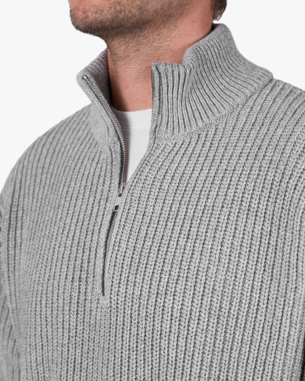 Merino Quarter Zip - Grau meliert