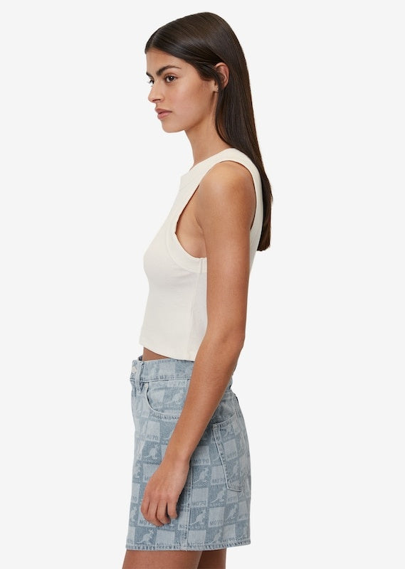 DENIM Top in Grau Weiß