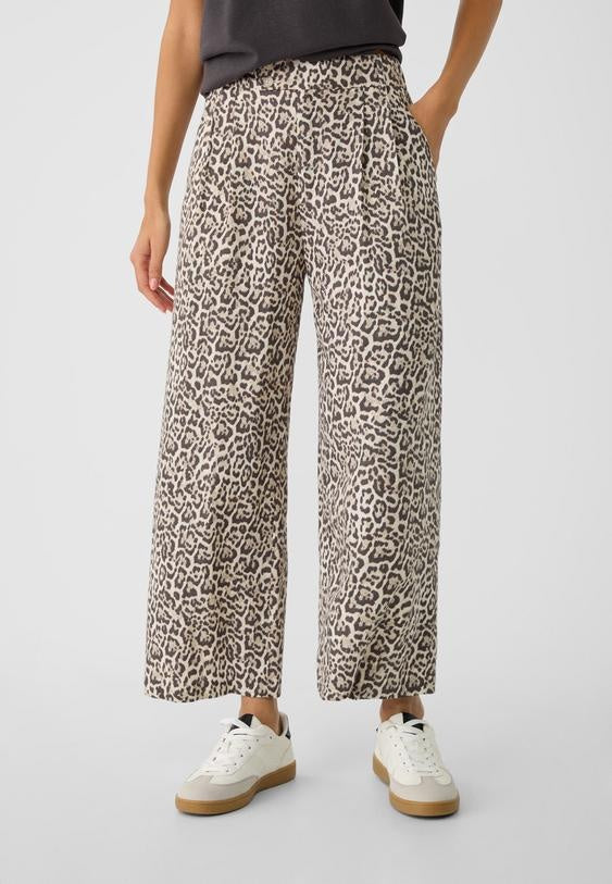 Leoparden-Culotte-Hose aus Leinenmischung