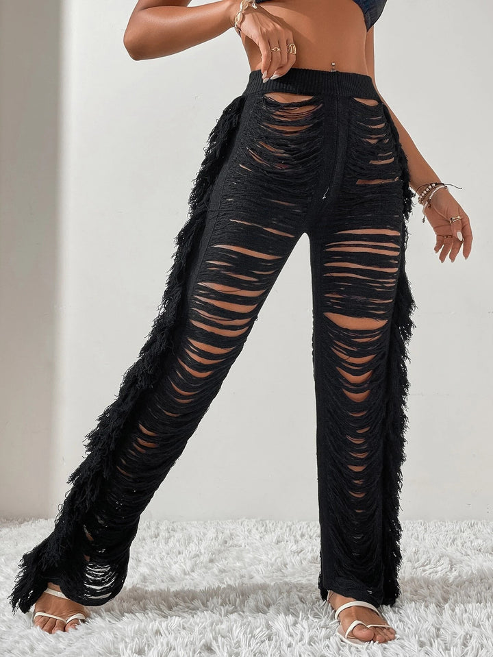 SXY – Strickhose mit Cut-outs und Fransen