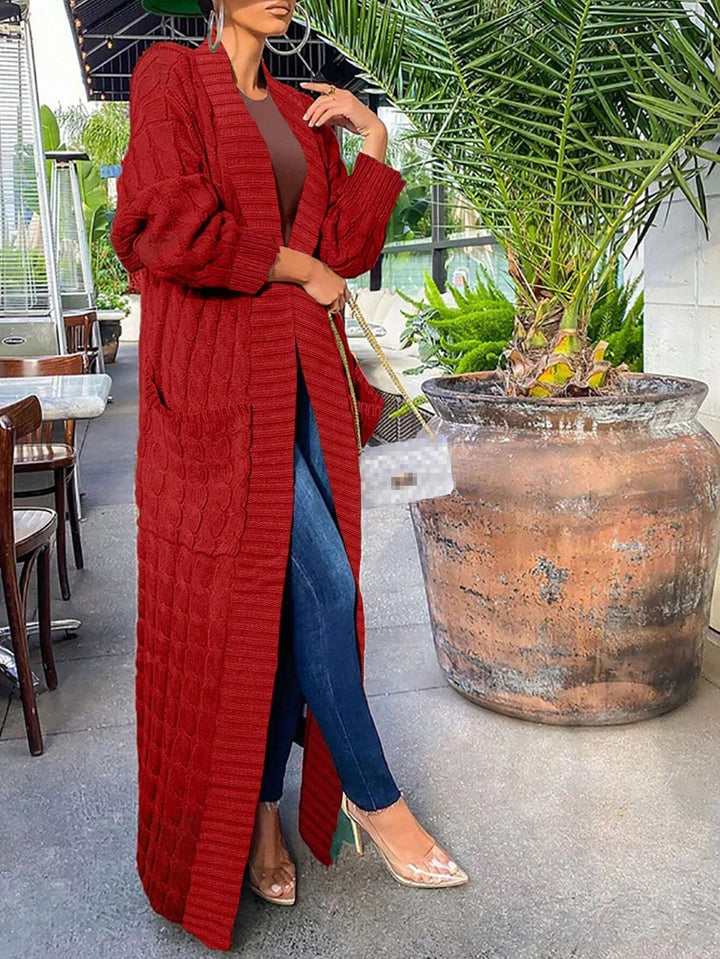 Damenmode Casual Langarm Maxi Strickjacke Herbst/Winter