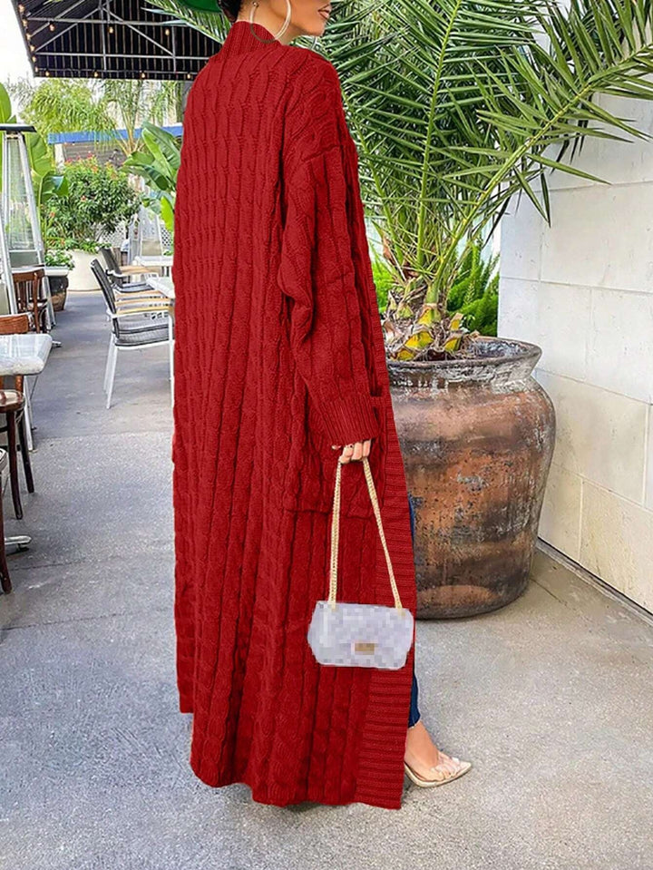 Damenmode Casual Langarm Maxi Strickjacke Herbst/Winter