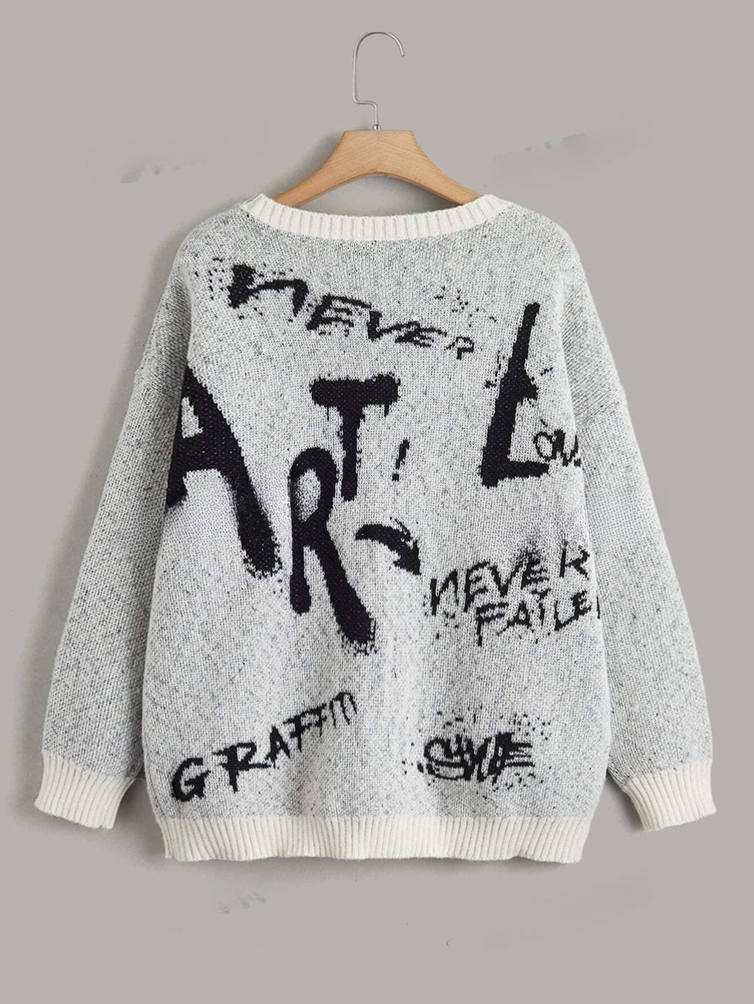 Pullover mit überschnittener Schulter und Buchstaben-Print