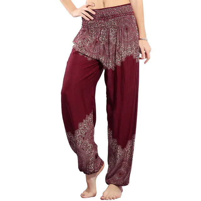 Peacock Yoga Pants - Thai Lantern Style Trousers