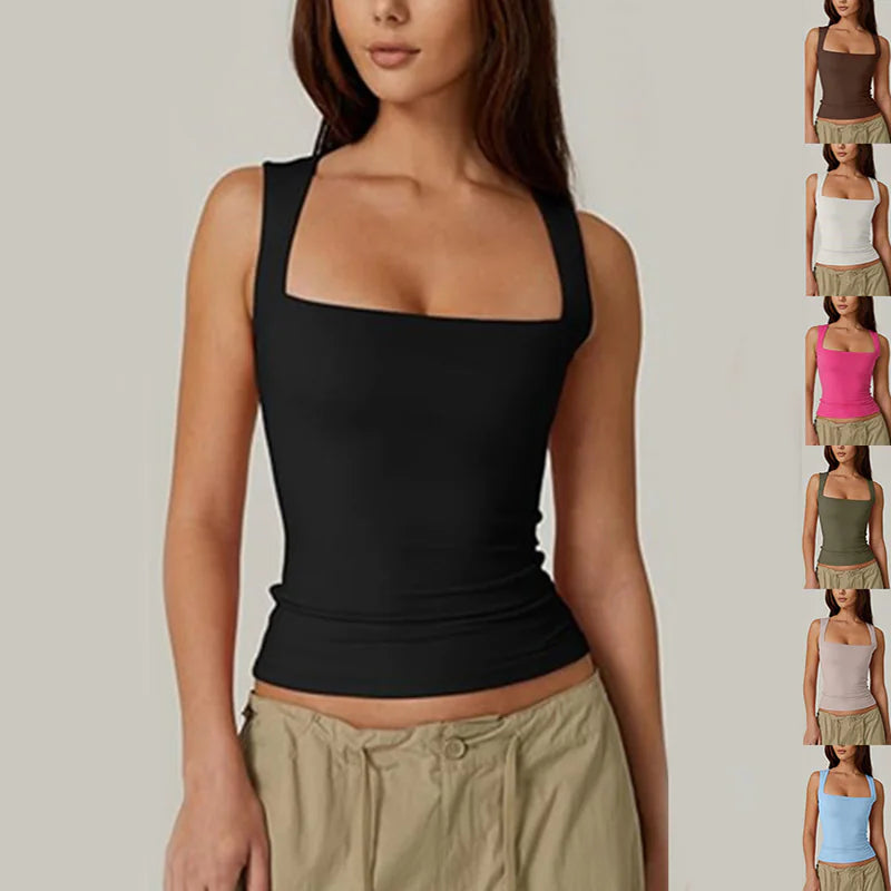 Women's Summer Square-Neck Slim Tank Top