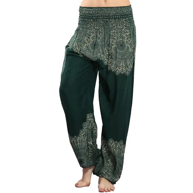 Peacock Yoga Pants - Thai Lantern Style Trousers