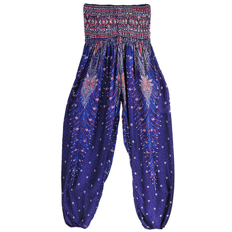 Peacock Yoga Pants - Thai Lantern Style Trousers