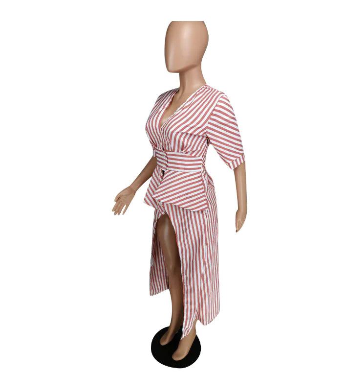 Striped Long and Short Shirts with Asymmetrical Design