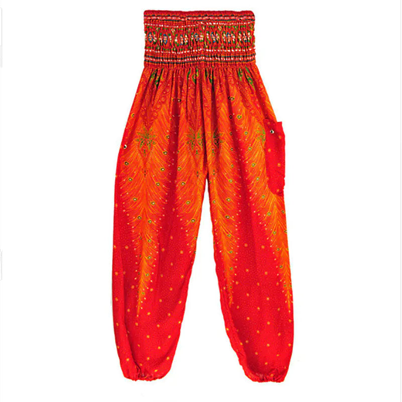 Peacock Yoga Pants - Thai Lantern Style Trousers